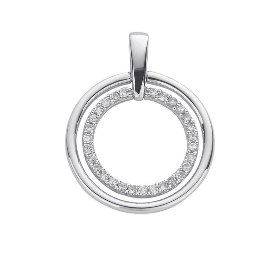 9ct White Gold 0.20ct Diamond Circle Pendant TGC-DPD0322