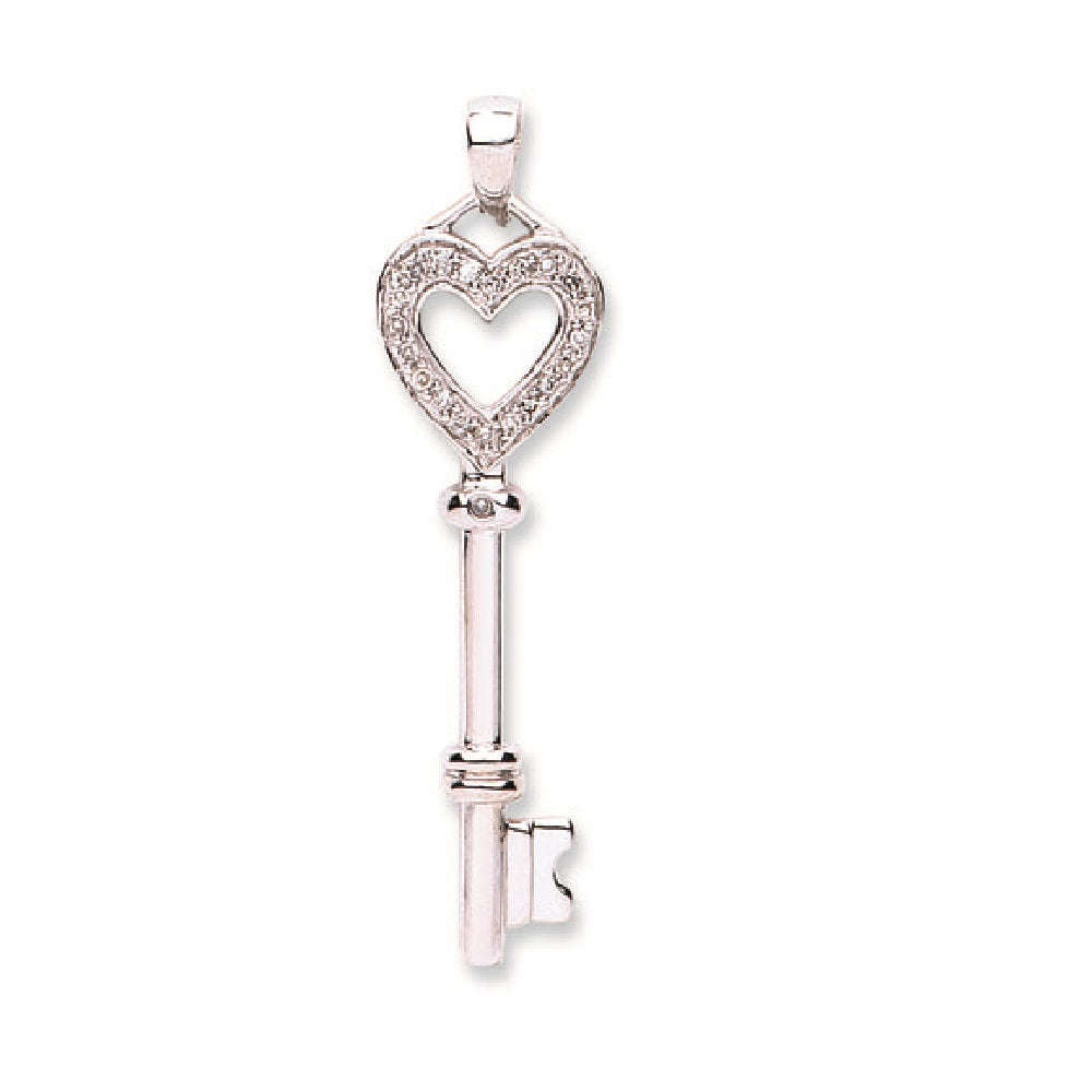 9ct White Gold 0.08ct Diamond Key TGC-DPD0342