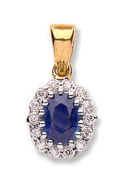 9ct Yellow Gold Diamond & Sapphire Pendant TGC-DPD0354