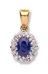 9ct Yellow Gold Diamond & Sapphire Pendant TGC-DPD0354