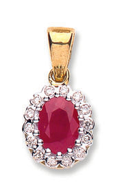 9ct Yellow Gold Diamond & Ruby Pendant TGC-DPD0355