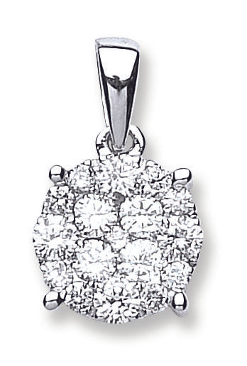 18ct White Gold 0.75ct Diamond Cluster Pendant TGC-DPD0363