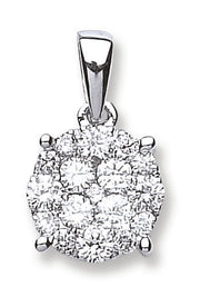 18ct White Gold 0.75ct Diamond Cluster Pendant TGC-DPD0363