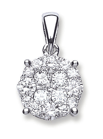 18ct White Gold 1.00ct Diamond Cluster Pendant TGC-DPD0364