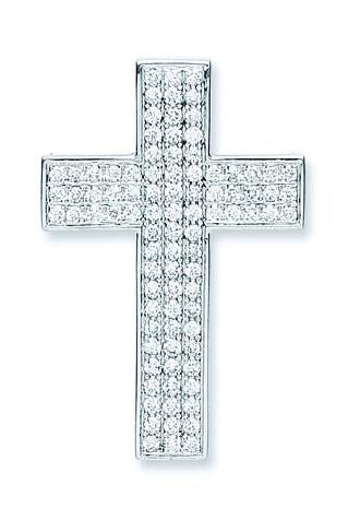 18ct White Gold Pave Set 0.80ct Diamond Cross TGC-DPD0371