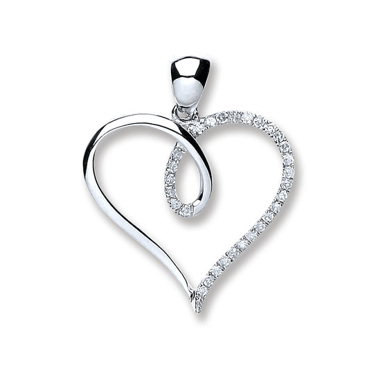 9ct White Gold 0.10ct Diamond Heart Pendant TGC-DPD0372