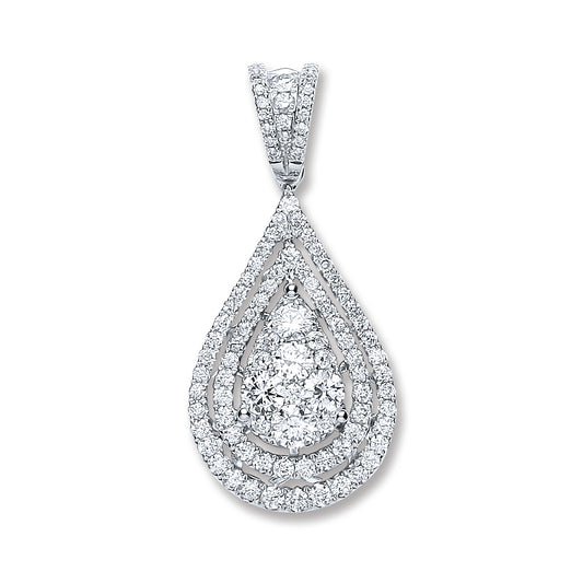 18ct White Gold 1.30ct Diamond Drop Pendant TGC-DPD0374