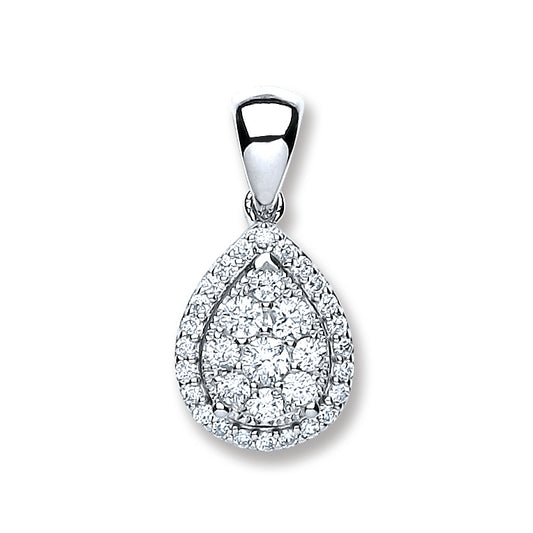 18ct White Gold 0.40ct Diamond Pear Sh Pendant TGC-DPD0375