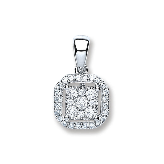 18ct White Gold 0.20ct Diamond Square Pendant TGC-DPD0377