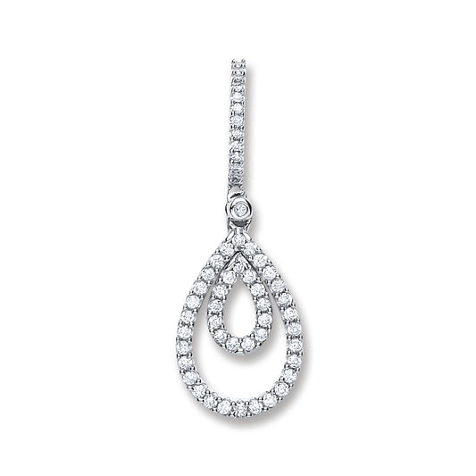 9ct White Gold 0.30ct Diamond Drop Pendant TGC-DPD0379