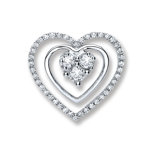 18ct White Gold 0.40ct Diamond Heart Pendant TGC-DPD0380