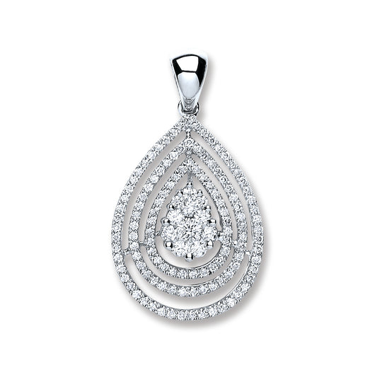 18ct White Gold 0.60ct Diamond Drop Pendant TGC-DPD0381