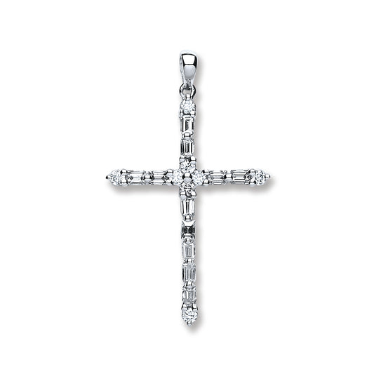 18ct White Gold 0.44ct Diamond Cross Pendant TGC-DPD0382