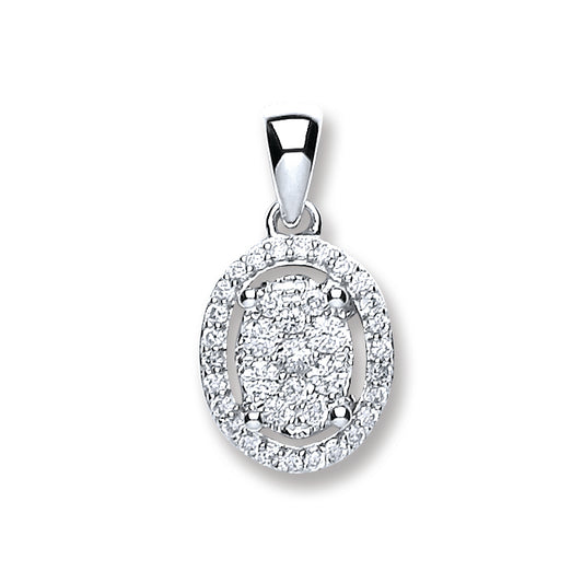 18ct White Gold 0.23ct Diamond Oval Shape Pendant TGC-DPD0383