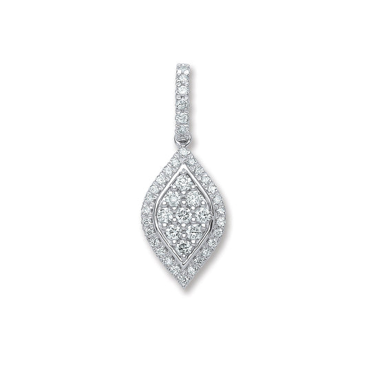 18ct White Gold 0.33ct Diamond Drop Pendant TGC-DPD0387