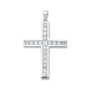 18ct White Gold 1.17ct Princess Cut Diamond Cross TGC-DPD0392