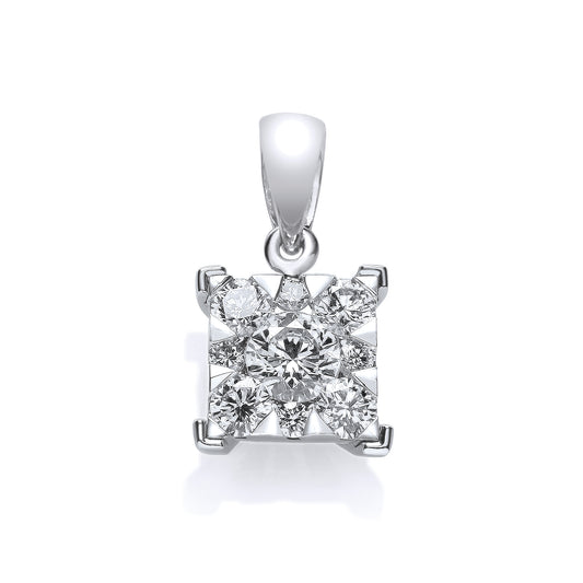 18ct White Gold 0.50ct tdw G/VS Diamond Illusion Set Pendant TGC-DPD0393