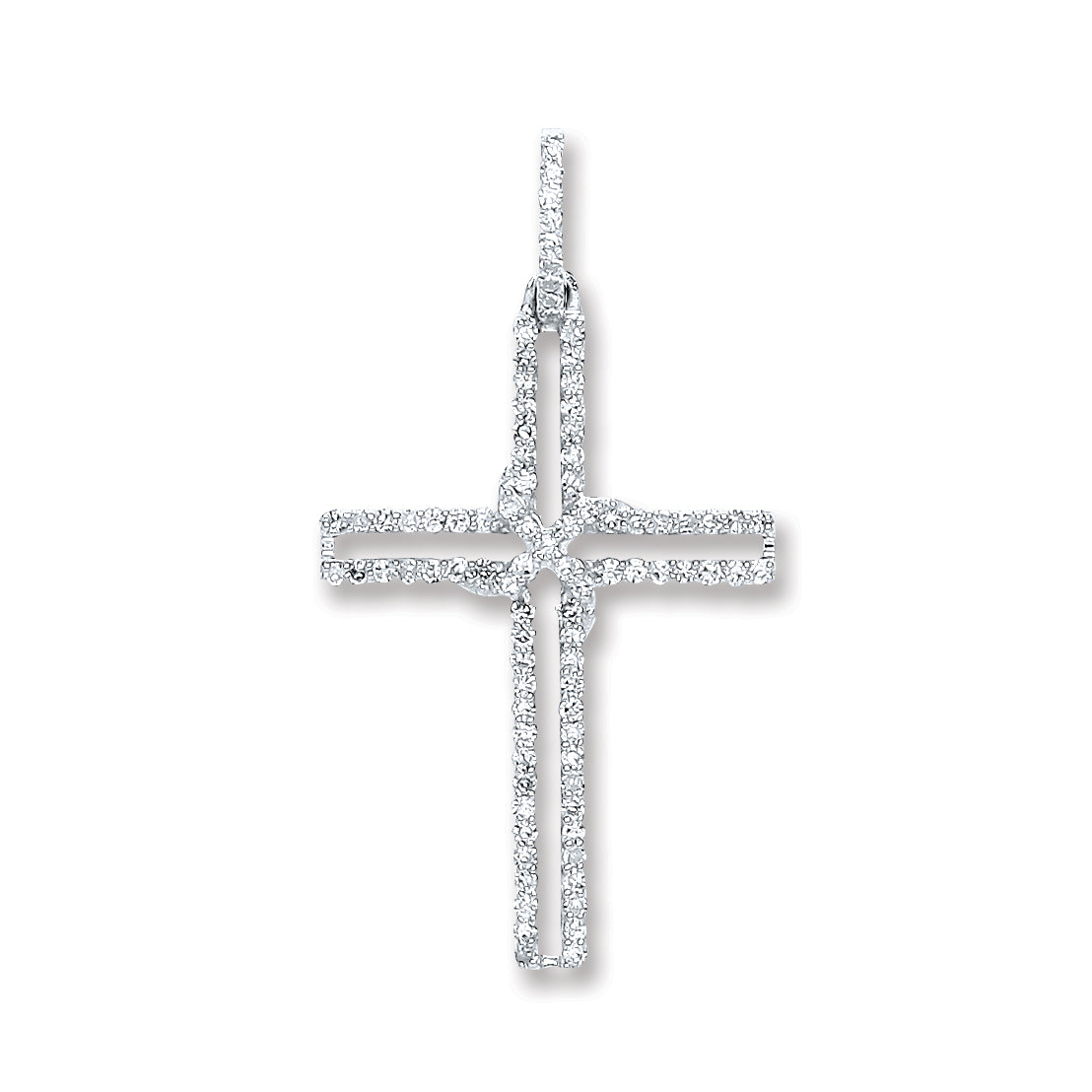 9ct White Gold 0.25ct Diamond Cross Pendant TGC-DPD0407