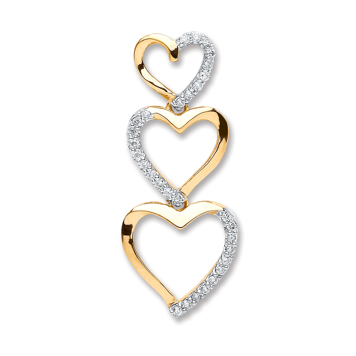 9ct Yellow Gold 0.15ct Diamond Heart Pendant TGC-DPD0409