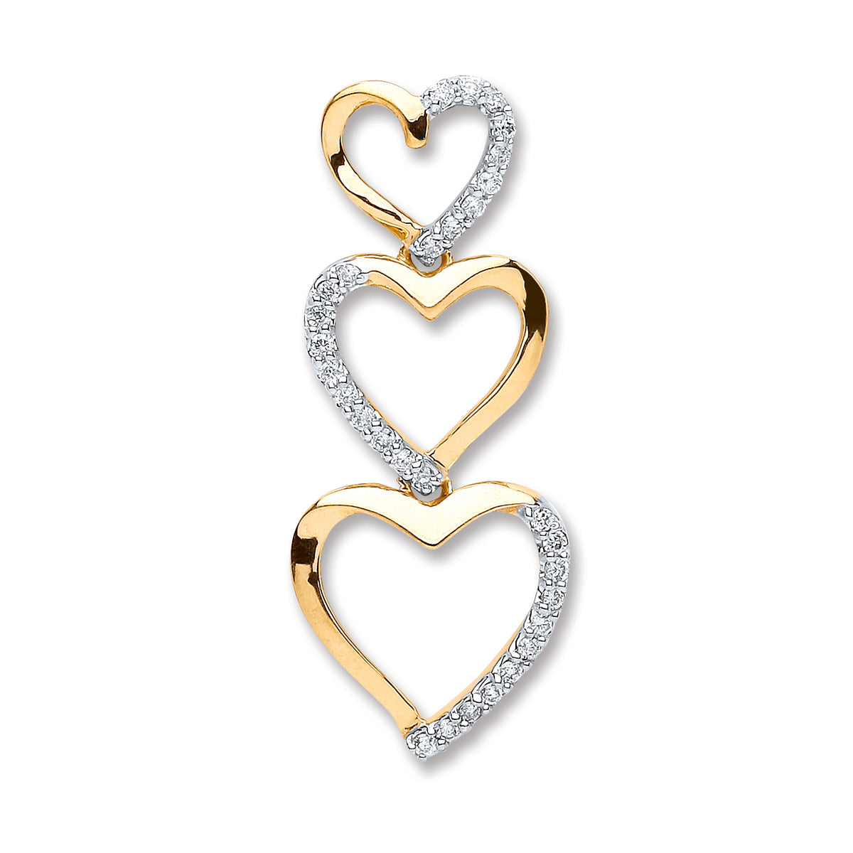 9ct Yellow Gold 0.15ct Diamond Heart Pendant TGC-DPD0409