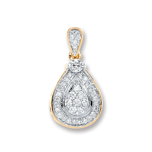 9ct Yellow Gold 0.25ct Diamond Drop Pendant TGC-DPD0412