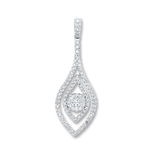 18ct White Gold 0.60ct Diamond Drop Pendant TGC-DPD0414