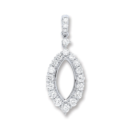 18ct White Gold 0.55ct Diamond Drop Pendant TGC-DPD0415