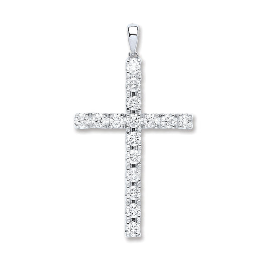 18ct White Gold 1.70ct Diamond Cross Pendant TGC-DPD0416