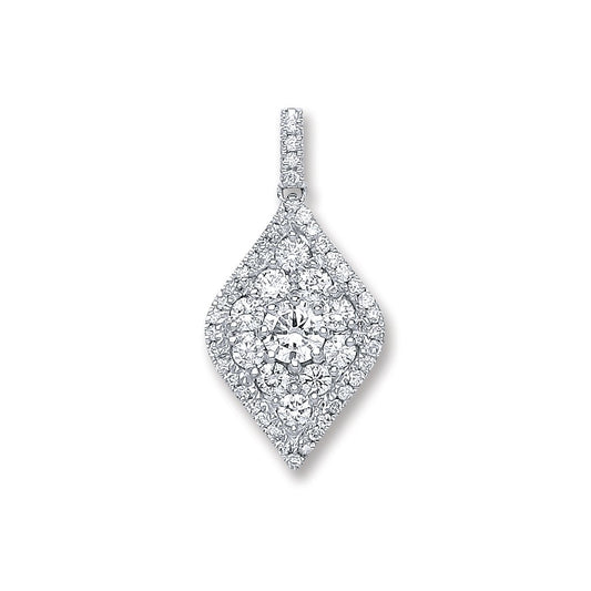 18ct White Gold 0.70ct Diamond Drop Pendant TGC-DPD0418