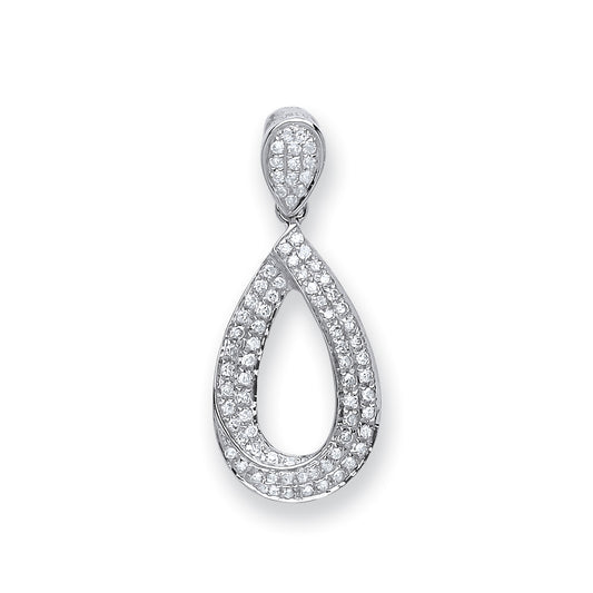 9ct White Gold 0.20ct Pear Diamond Drop Pendant TGC-DPD0421