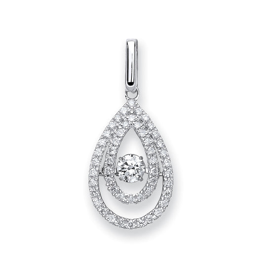 9ct White Gold 0.38ct Dancing Diamond Drop Pendant TGC-DPD0429