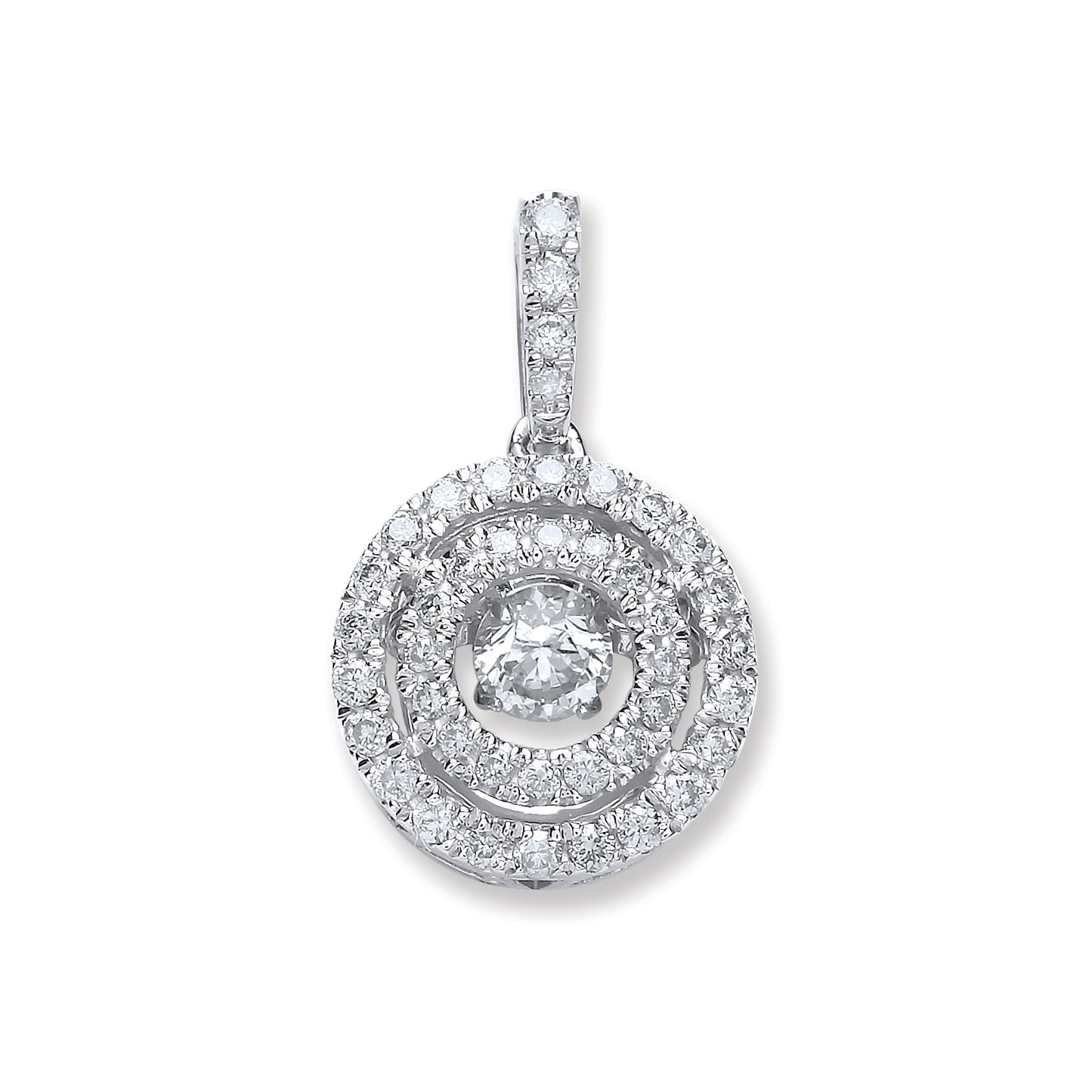 9ct White Gold 0.33ct Dancing Diamond Circle Pendant TGC-DPD0430