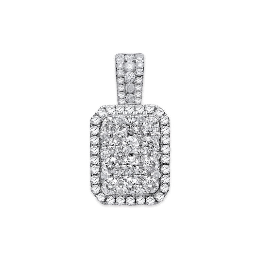 18ct White Gold Rectangular 1.15ct Pave Pendant TGC-DPD0439