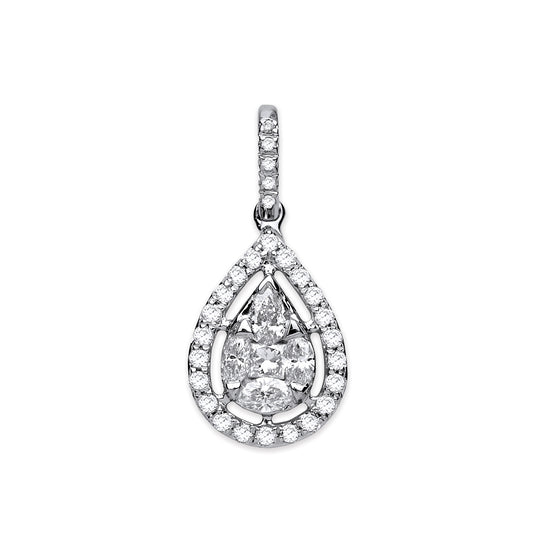 18ct White Gold 0.55ct Pear Shaped Pendant TGC-DPD0442