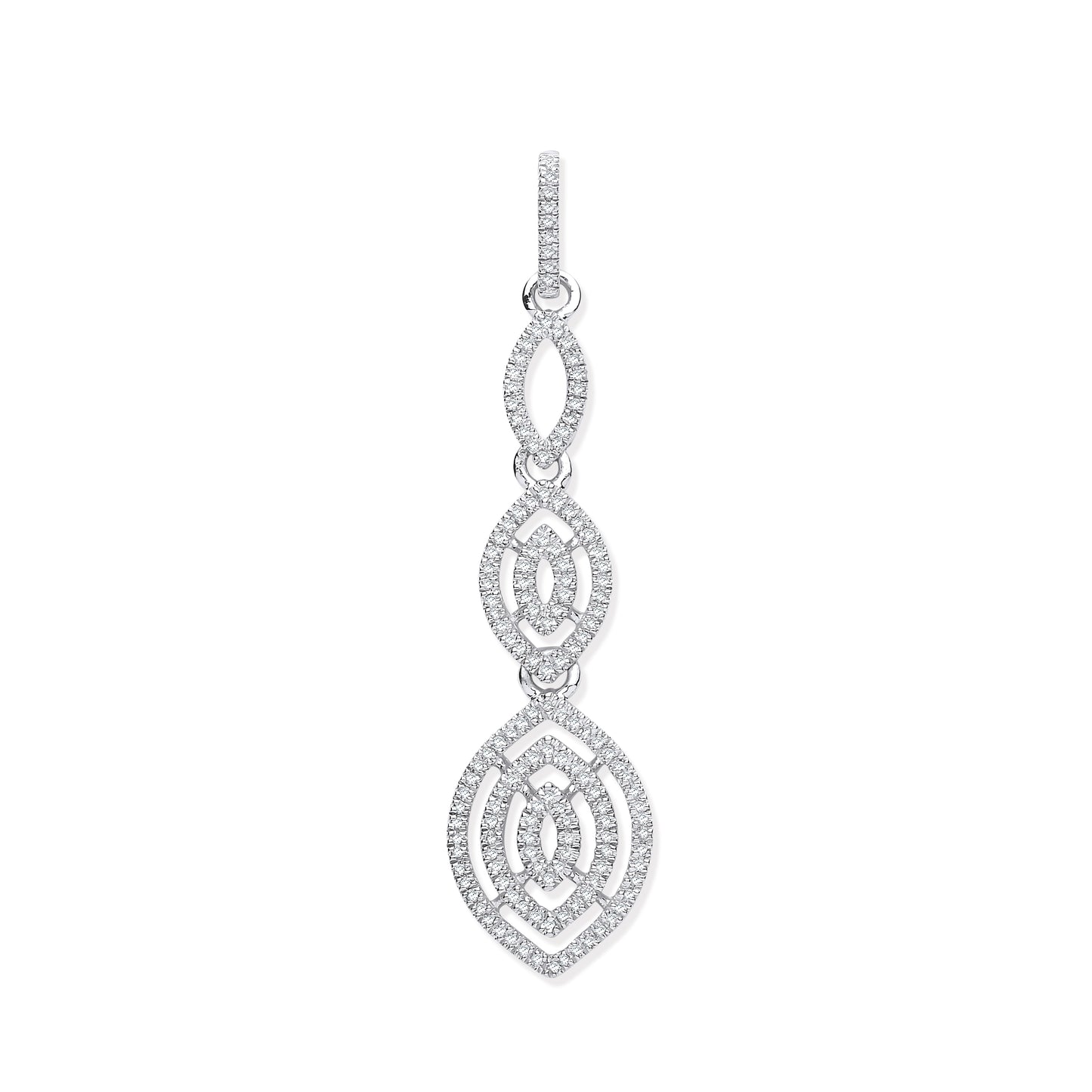 9ct White Gold Drop 0.25ct Diamond Pendant  TGC-DPD0443