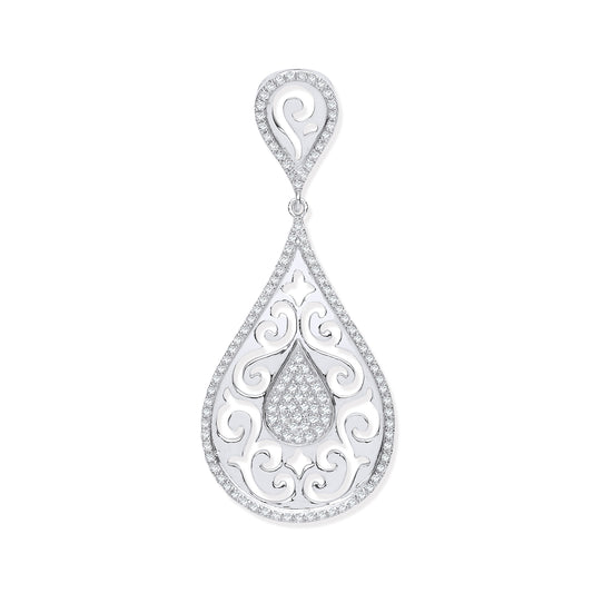 9ct White Gold 0.25ct Pear Shaped Diamond Pendant  TGC-DPD0444