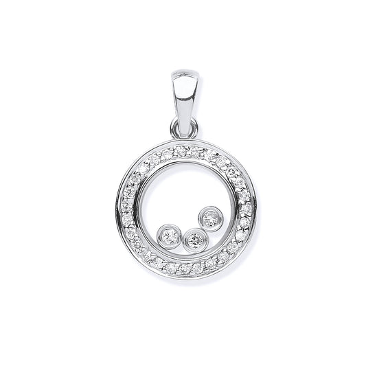 9ct White Gold 0.12ct Floating Diamond Pendant  TGC-DPD0446