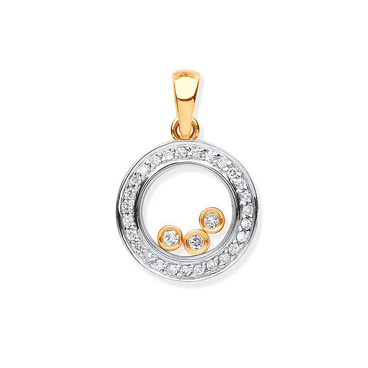 9ct Yellow Gold 0.12ct Floating Diamond Pendant  TGC-DPD0447