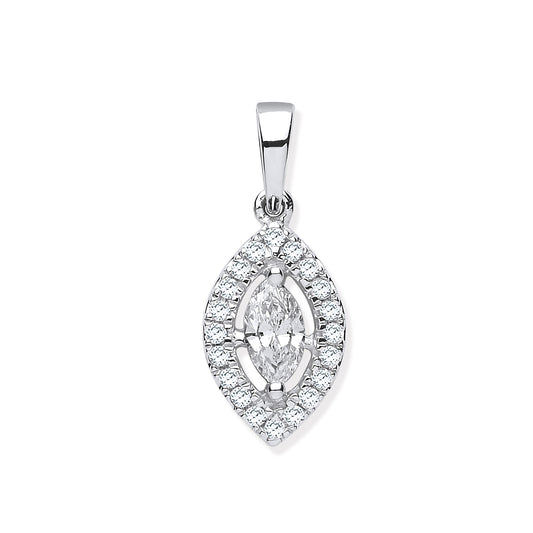 18ct White Gold 0.40ct Marquise Shaped Diamond Pendant  TGC-DPD0449