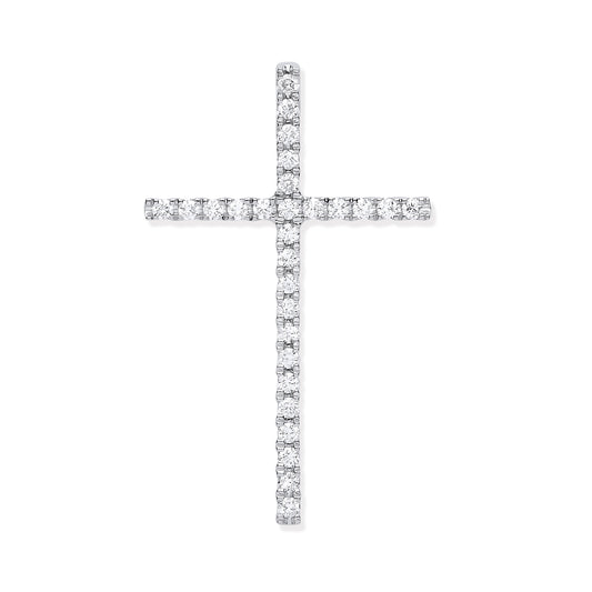 18ct White Gold 0.35ctw Diamond Set Cross TGC-DPD0450