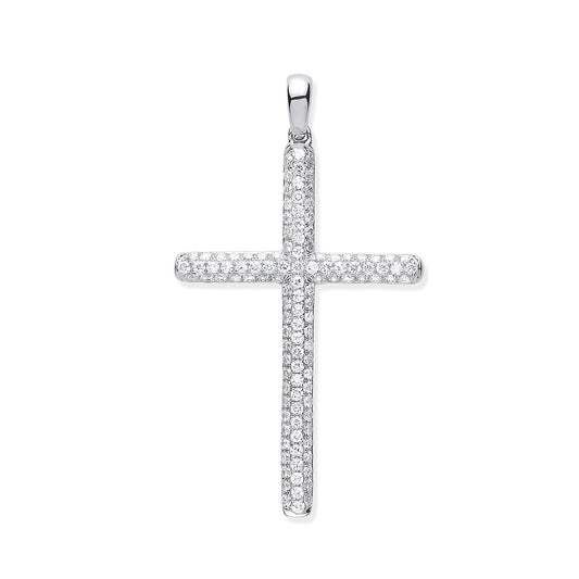 18ct White Gold 0.45ct Diamond Set Cross TGC-DPD0451