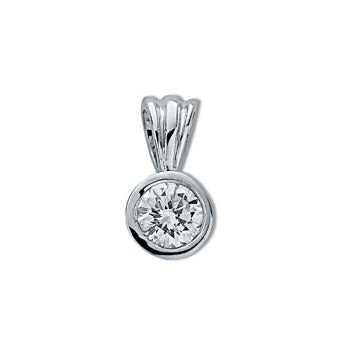 18ct White Gold 0.25ct Rubover Set Diamond Pendant TGC-DPD0136