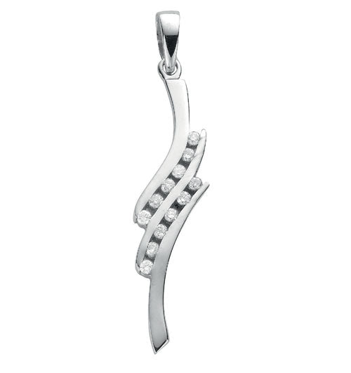 9ct White Gold 0.15ct Diamond Drop Pendant TGC-DPD0171