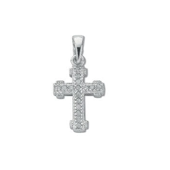 9ct White Gold 0.06ct Diamond Cross TGC-DPD0180