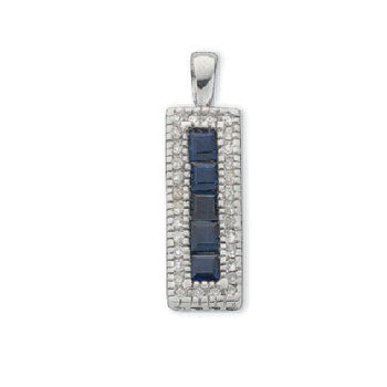 9ct White Gold Diamond & Sapphire Drop Pendant TGC-DPD0192