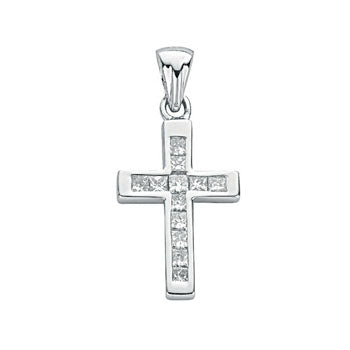 18ct White 0.44ct Princess Diamond Cross TGC-DPD0218