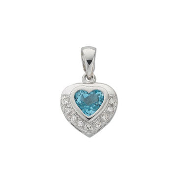 9ct White Gold Diamond & Blue Topaz Diamond Pendant TGC-DPD0238