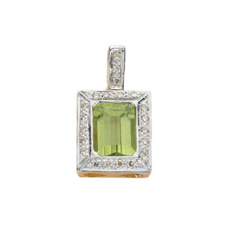 9ct White Gold Diamond & Peridot Pendant TGC-DPD0241