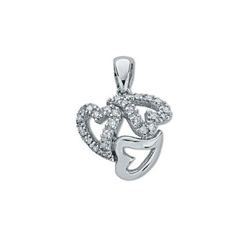 9ct White Gold 0.13ct Diamond Heart Pendant TGC-DPD0257