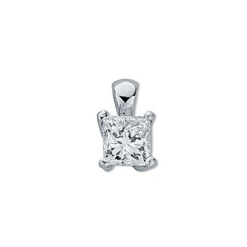 18ct White Gold 0.50ct Princess Cut Diamond Pendant TGC-DPD0269